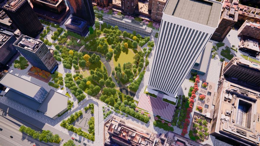 Madrid presenta la reforma millonaria del "Nuevo AZCA": bosque central, anillo, graderío al aire libre y ría escalonada