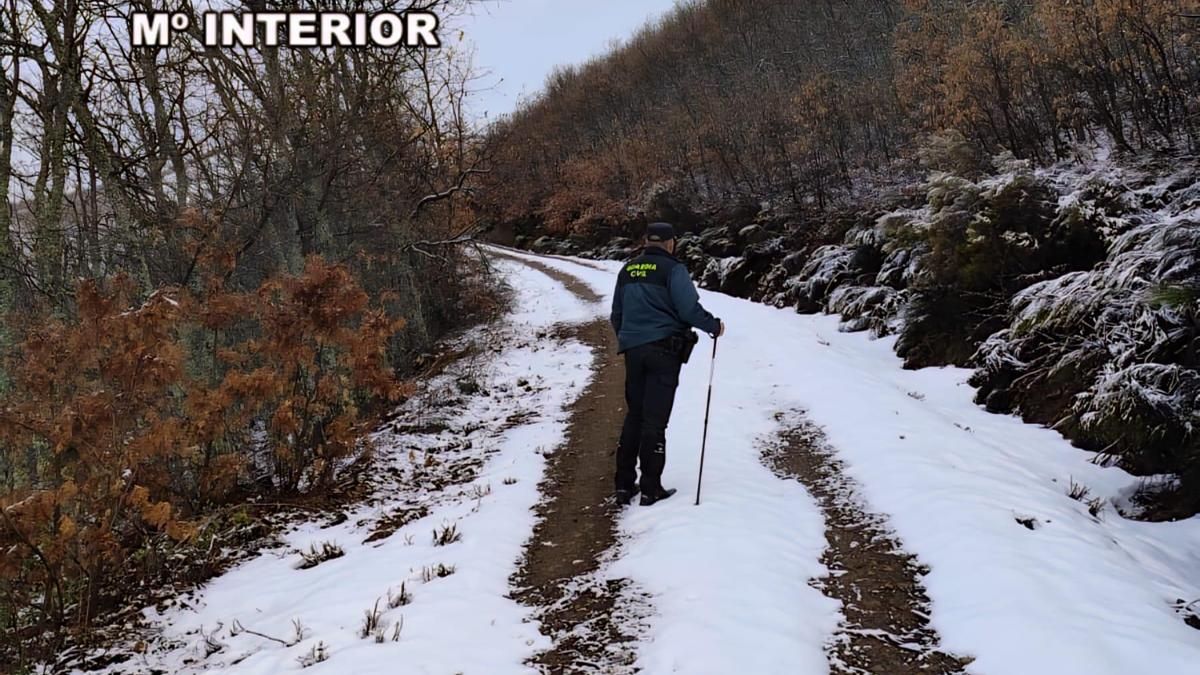 Guardia Civil durante la búsqueda del hombre de 82 años desaparecido en Noceda del Bierzo.