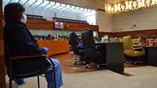 El hemiciclo de la Asamblea y Pepi, encargada de limpiar la tribuna tras cada intervención