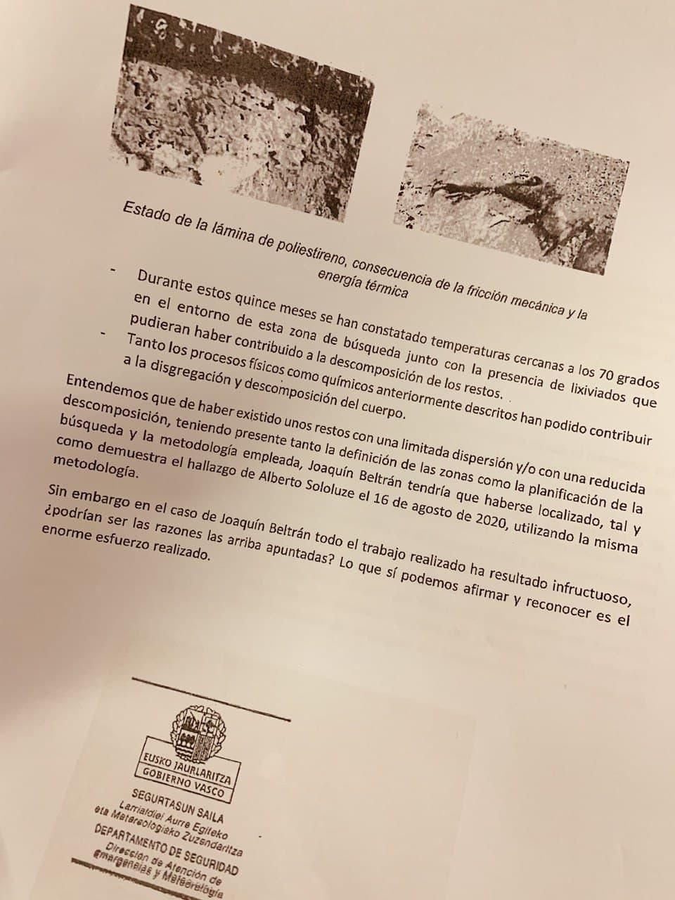 Informe que plantea la "descomposición" como principal hipótesis en Zaldibar