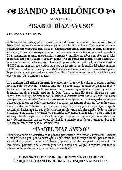 Bando sobre el manteo de Díaz Ayuso