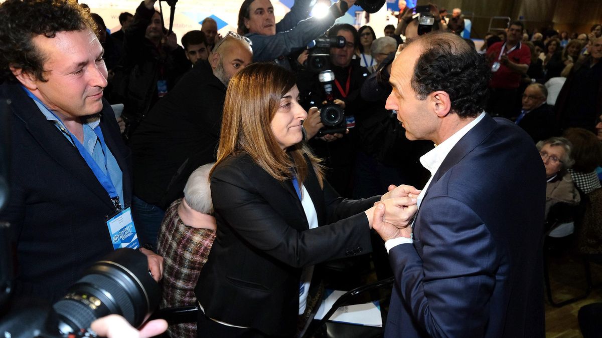 María José Sáenz de Buruaga e Ignacio Diego tras el Congreso Regional del PP de Cantabria.