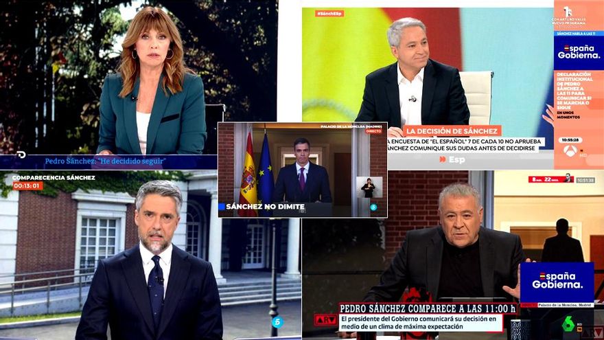 Así reaccionó la TV a la decisión de Pedro Sánchez, con Herranz, Franganillo y Vallés en la mañana y Piqueras de vuelta