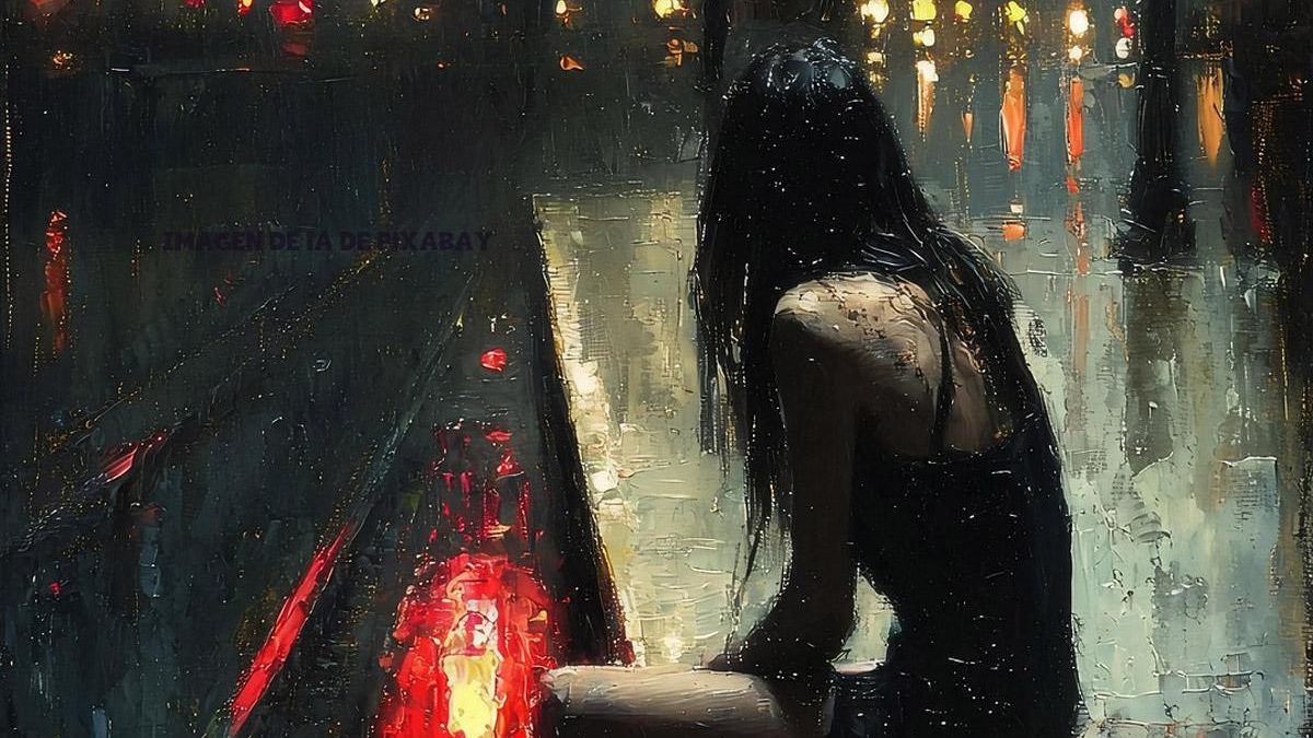 Mujer bajo la lluvia