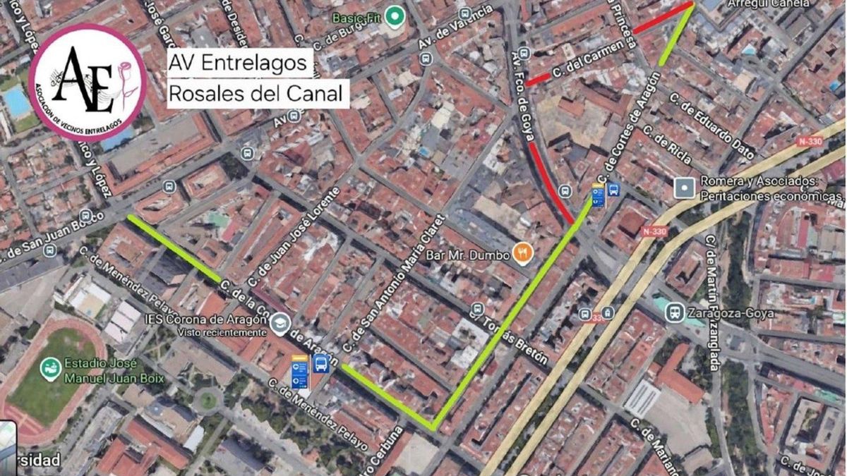 Dos barrios de Zaragoza proponen variar el desvío de la línea 41 por las obras de la avenida de Valencia