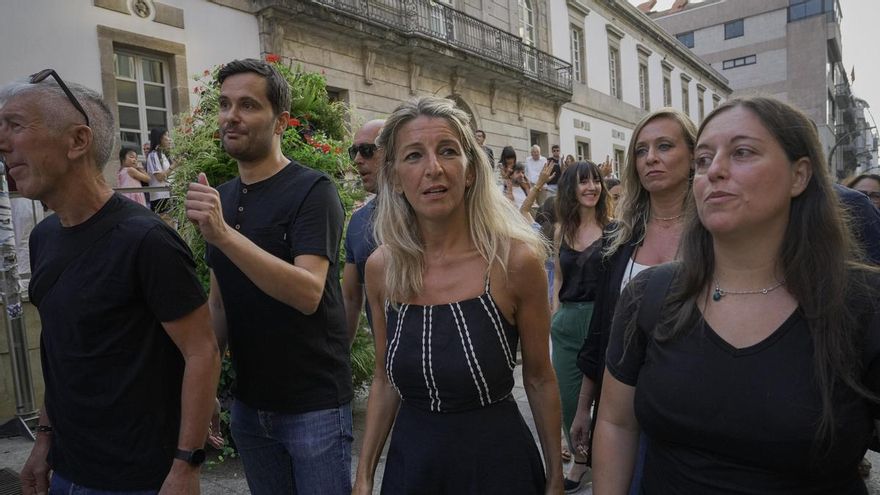La vicepresidenta segunda del Gobierno, Yolanda Díaz, durante una concentración en Galicia.