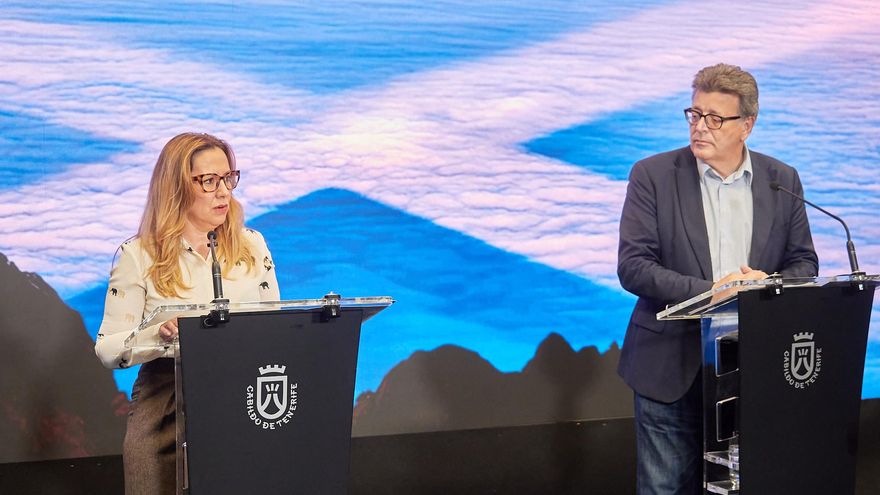 La presidenta del Cabildo de Tenerife, Rosa Dávila, en rueda de prensa este miércoles.