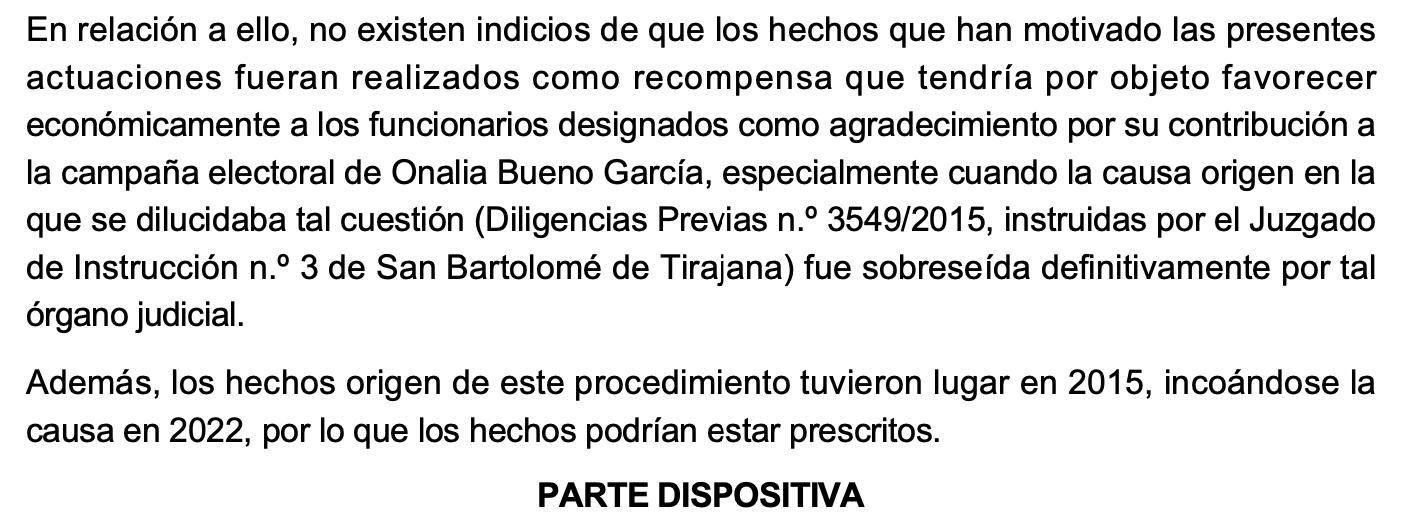 Extracto del auto dictado el pasado 26 de agosto.