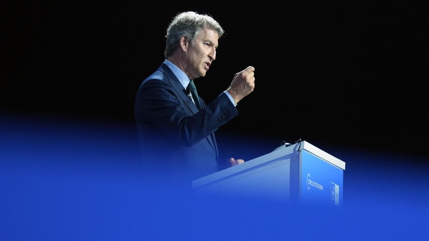 El presidente del PP, Alberto Núñez Feijóo, durante la 41 Reunió Cercle d'Economia.