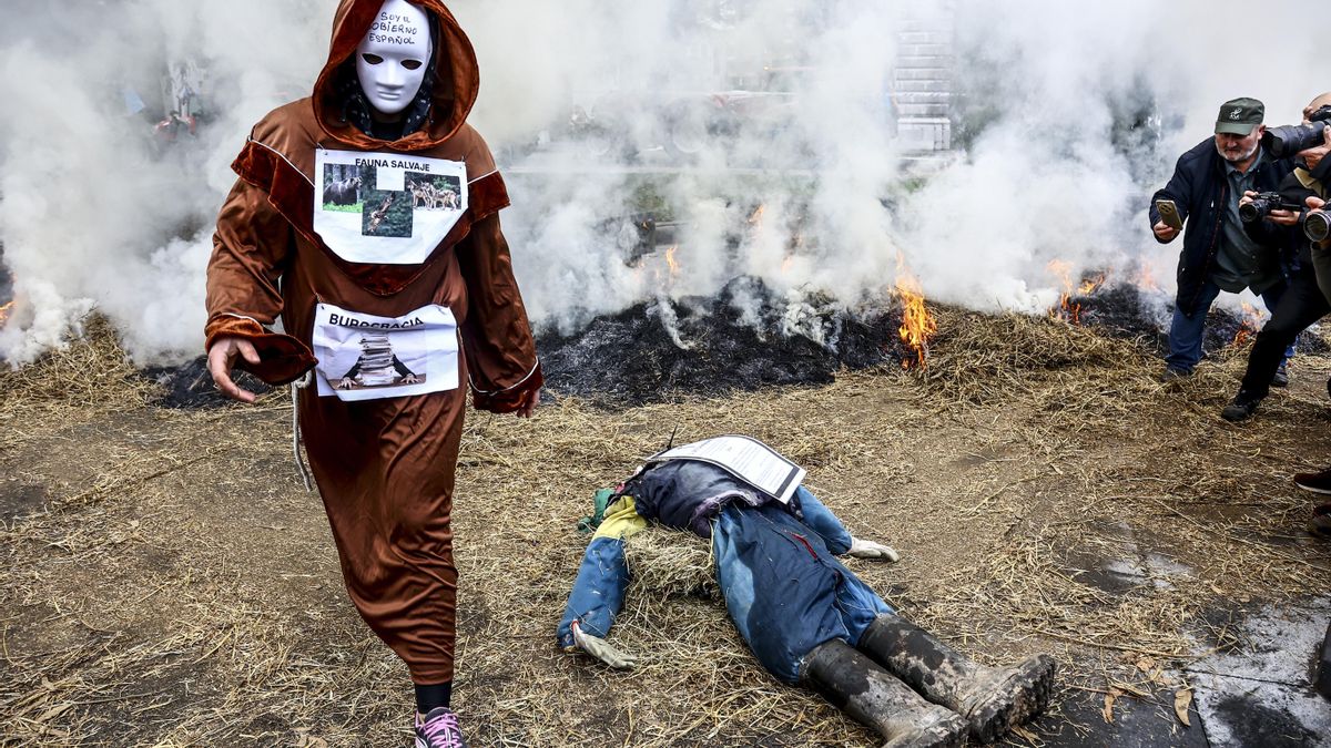 Protesta del sector primario en Oviedo, contra el acuerdo UE y Mercosur.