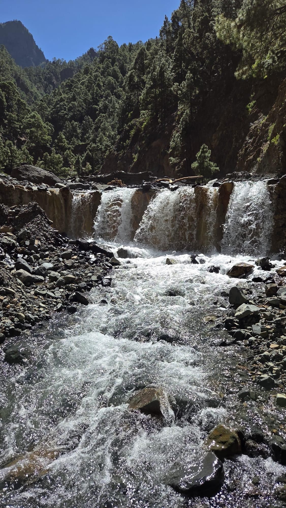 Cascada de Colores, en la Caldera de Taburiente, este lunes.