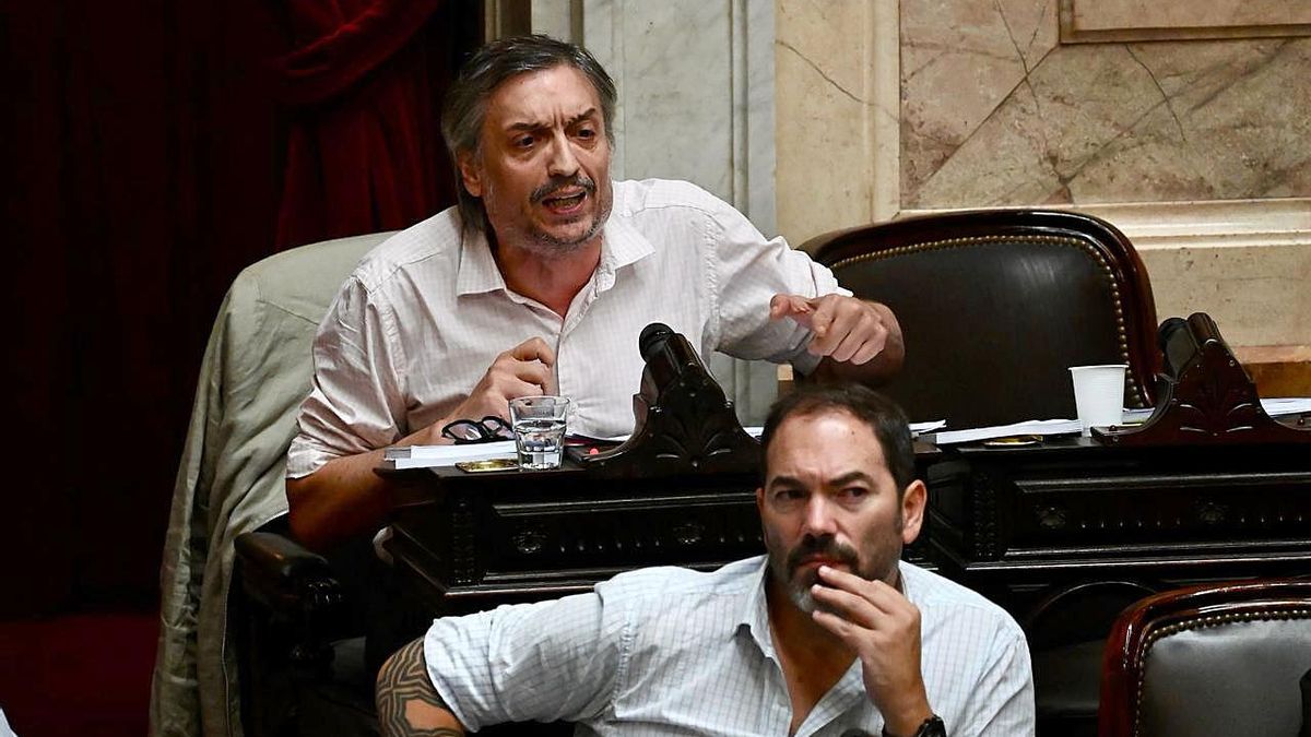 Máximo Kirchner durante la sesión de la reforma laboral