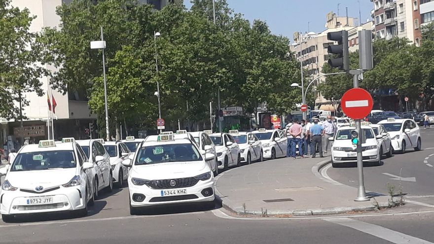 Dos filas de taxis libres en una parada