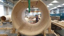 Uno de los módulos del aerogenerador de madera de la empresa Modvion.