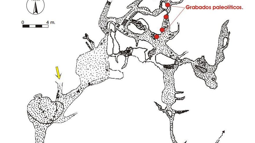Croquis de parte del recorrido de la cueva de El Juyo.