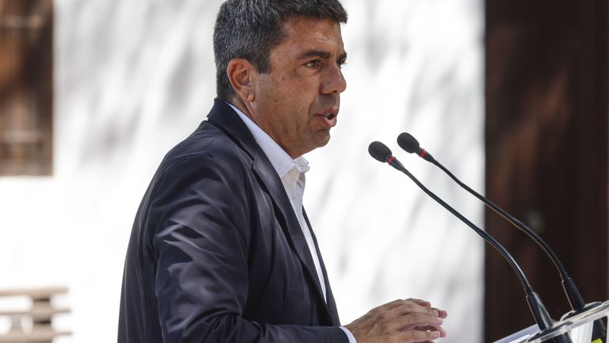 El 'president' de la Generalitat, Carlos Mazón, durante la presentación de la Red de Parques Metropolitanos