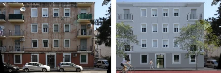 Así quedará uno de los edificios a rehabilitar en la calle de Enrique López, en Tres Forques.