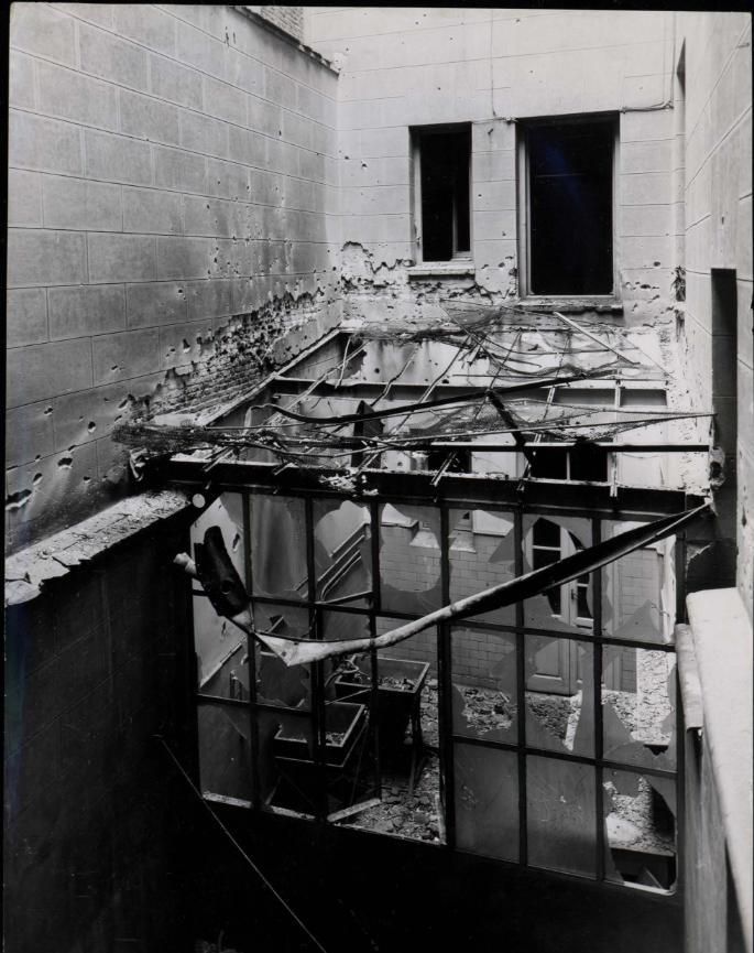 La estructura derruida por las bombas, en 1936