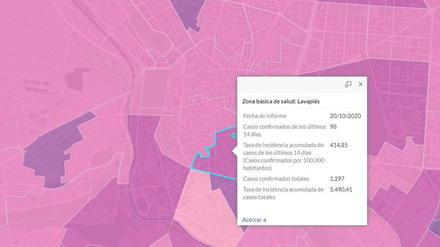 Mapa de incidencia de Covid-19 en Madrid, a 20 de octubre | CONSEJERÍA DE SANIDAD