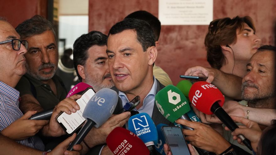 El presidente de la Junta de Andalucía, Juanma Moreno, este lunes en Málaga