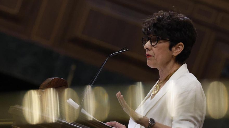 La portavoz del PNV, Maribel Vaquero, interviene durante el pleno en el Congreso de los Diputados, este miércoles.