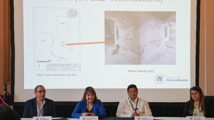 Descubren altar con murales teotihuacanos en antigua ciudad maya de Tikal, en Guatemala
