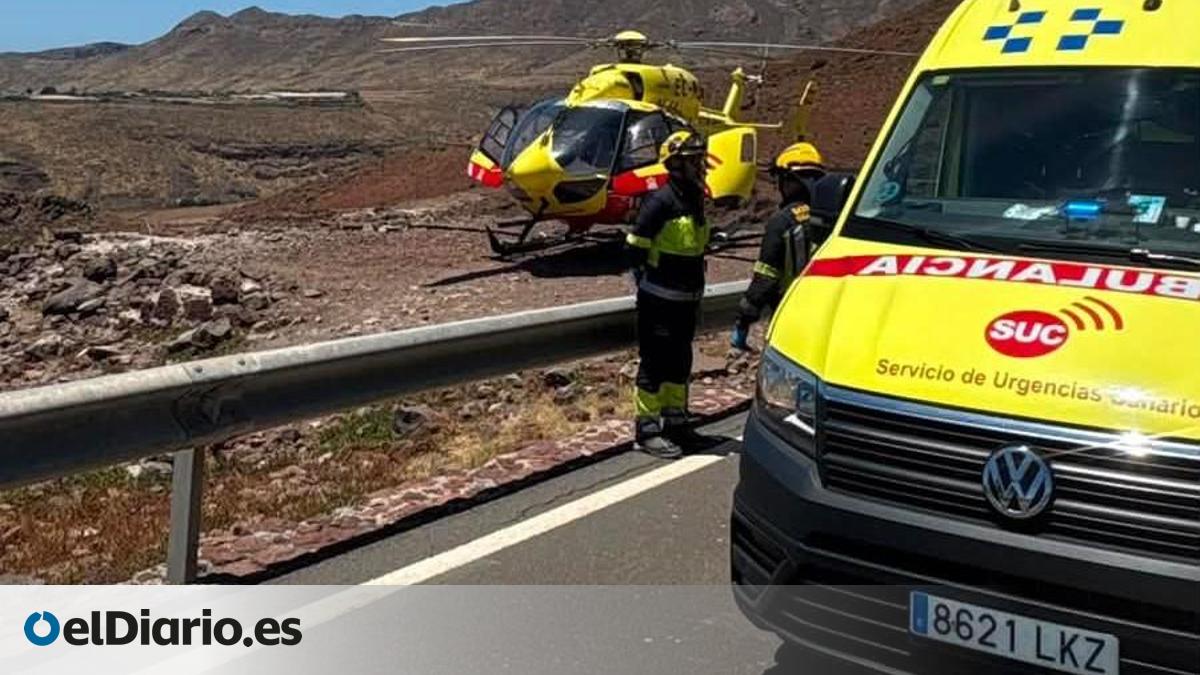 Rescatado en helicóptero un ciclista en estado crítico al caer por un barranco en Agüimes