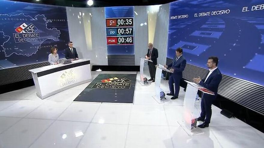 El escenario del debate de RTVCyL de las Elecciones Autonónicas de Castilla y León.