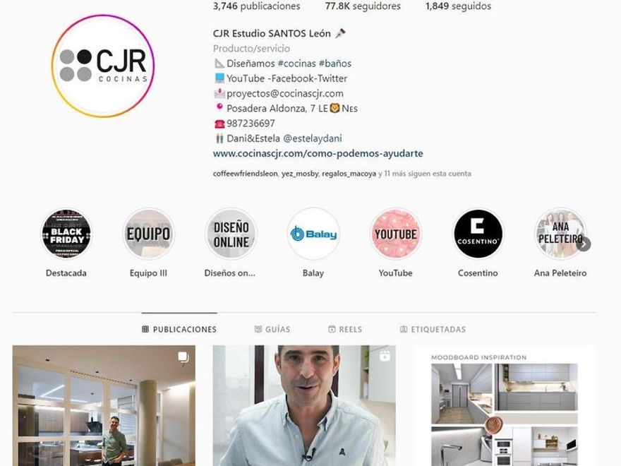 Cuenta de CJR Cocinas en Instagram