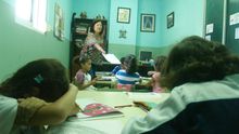 Una de las aulas de la ONG Digmun durante una de sus clases/ Fotografía: Gonzalo Testa