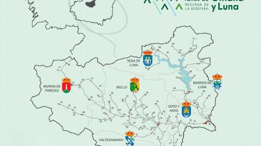 Mapa de la Reserva de la Biosfera Omaña y Luna