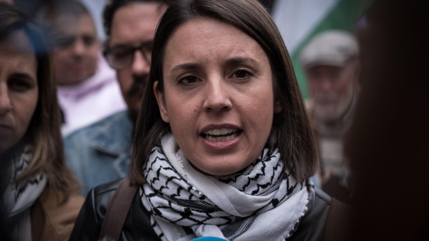 La eurodiputada de Podemos, Irene Montero, durante la manifestación en conmemoración de la Nakba, a 15 de mayo de 2025, en Madrid (España).