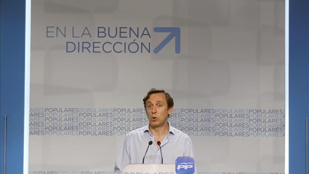 Rafael Hernando en la sede de los populares en Madrid.
