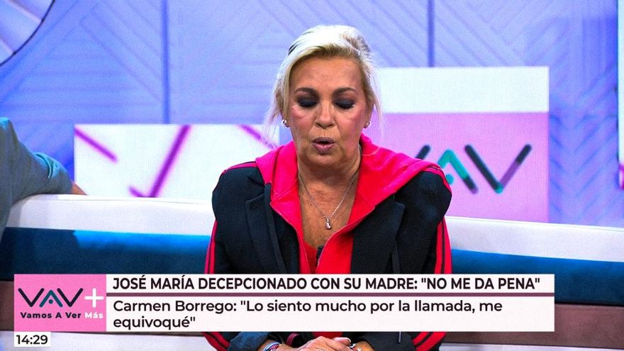 Carmen Borrego se disculpa por su intervención en 'De viernes' y aclara: "Yo no llamé, no se me hubiera ocurrido"