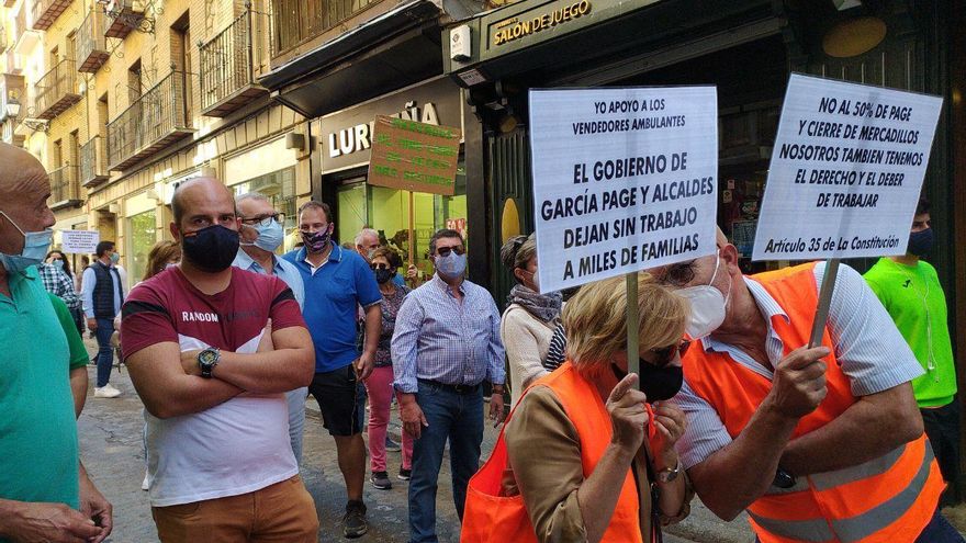 Vendedores ambulantes de manifestación en Toledo