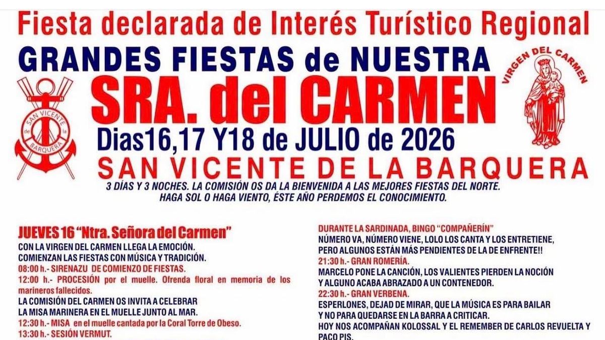 San Vicente celebra del 16 al 18 El Carmen, declarada fiesta de Interés Turístico Regional, con la tradicional procesión