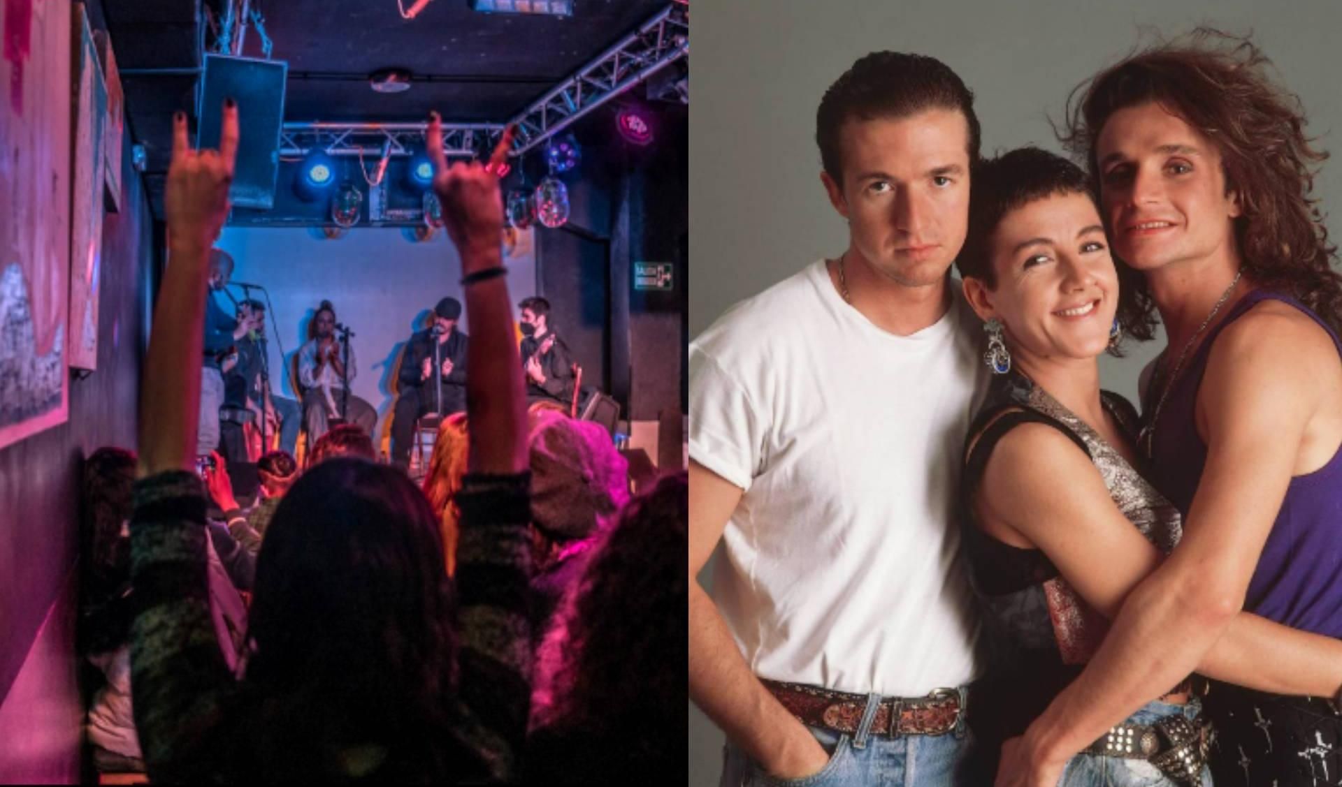 El interior del Club 33, en Madrid, en una imagen de Google Maps junto a otra del grupo español Mecano