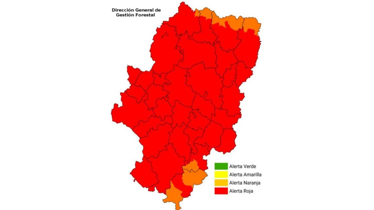 Alerta roja por peligro de incendios forestales en casi todo el territorio aragonés