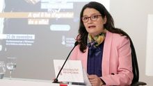 Mónica Oltra, durante la rueda de prensa tras el pleno del Consell