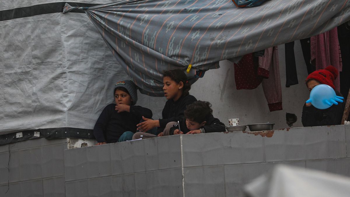 Niños palestinos en un campo de refugiados