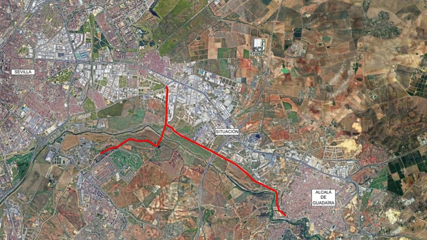 Plano de la vía ciclista de Alcalá de Guadaíra