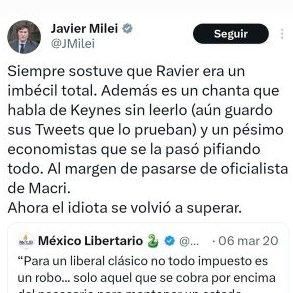 Qué decía Javier Milei tiempo atrás sobre Adrián Ravier.