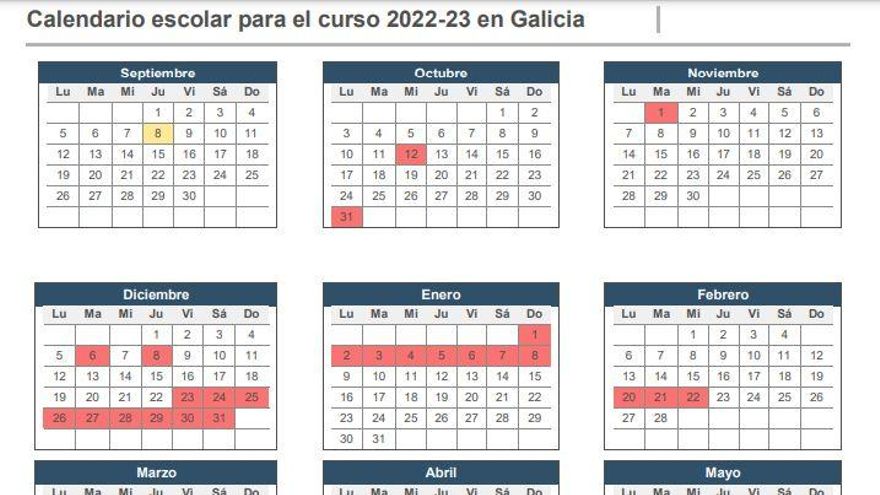 Calendario escolar para el curso 2022-23 en Galicia: inicio de las clases, vacaciones y días no lectivos