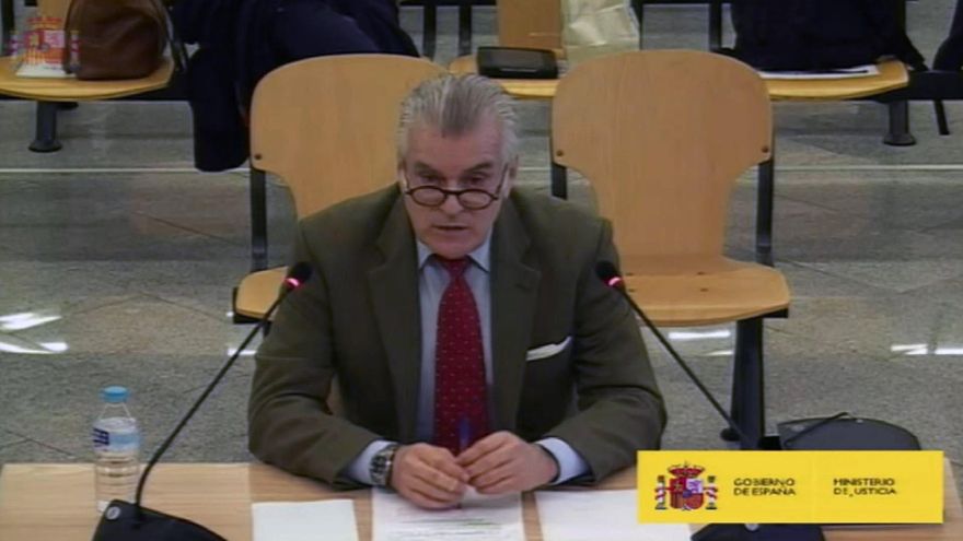 Captura de la señal Institucional de la Audiencia Nacional del extesorero del PP Luis Bárcenas en su segundo día de declaración en el juicio. EFE/ AUDIENCIA NACIONAL