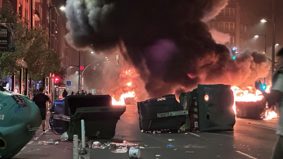 Imagen de los disturbios en Bilbao tras la visita frustrada de Vito Quiles.