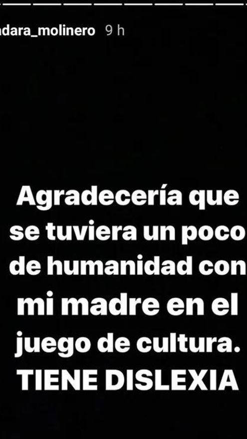 La explicación y petición de Adara en Instagram