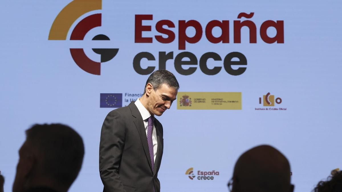 El presidente Pedro Sánchez durante la presentación del fondo España Crece