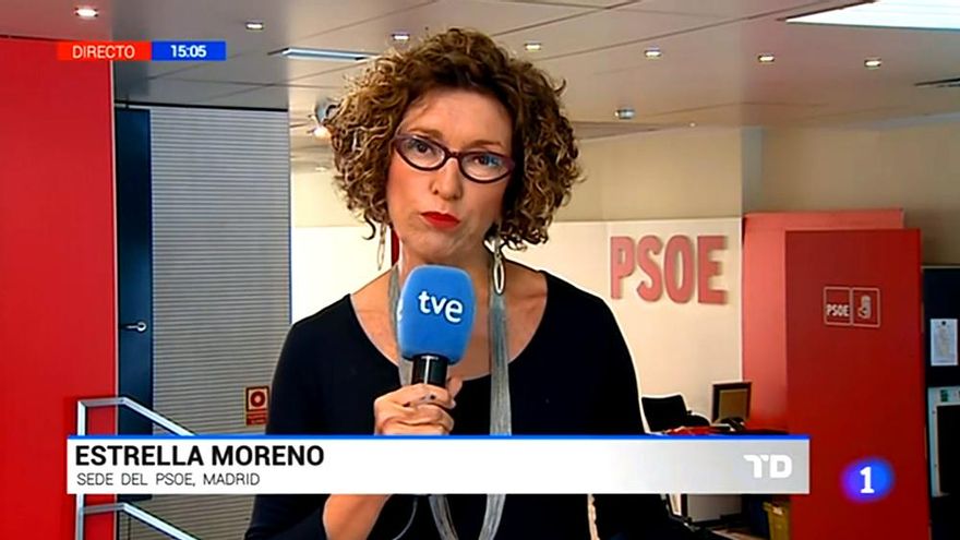 La reportera Estrella Moreno en el TD-1 de TVE durante el quinto viernes negro