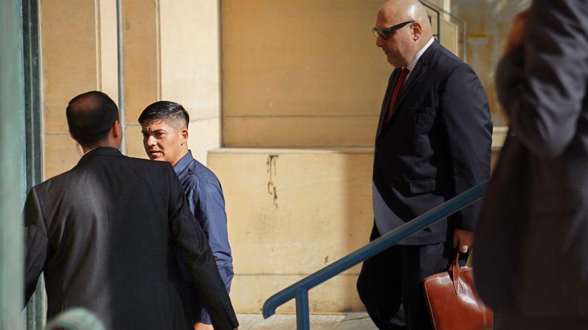 El gendarme Héctor Guerrero, este miércoles al presentarse en su indagatoria por haber atacado a Pablo Grillo.