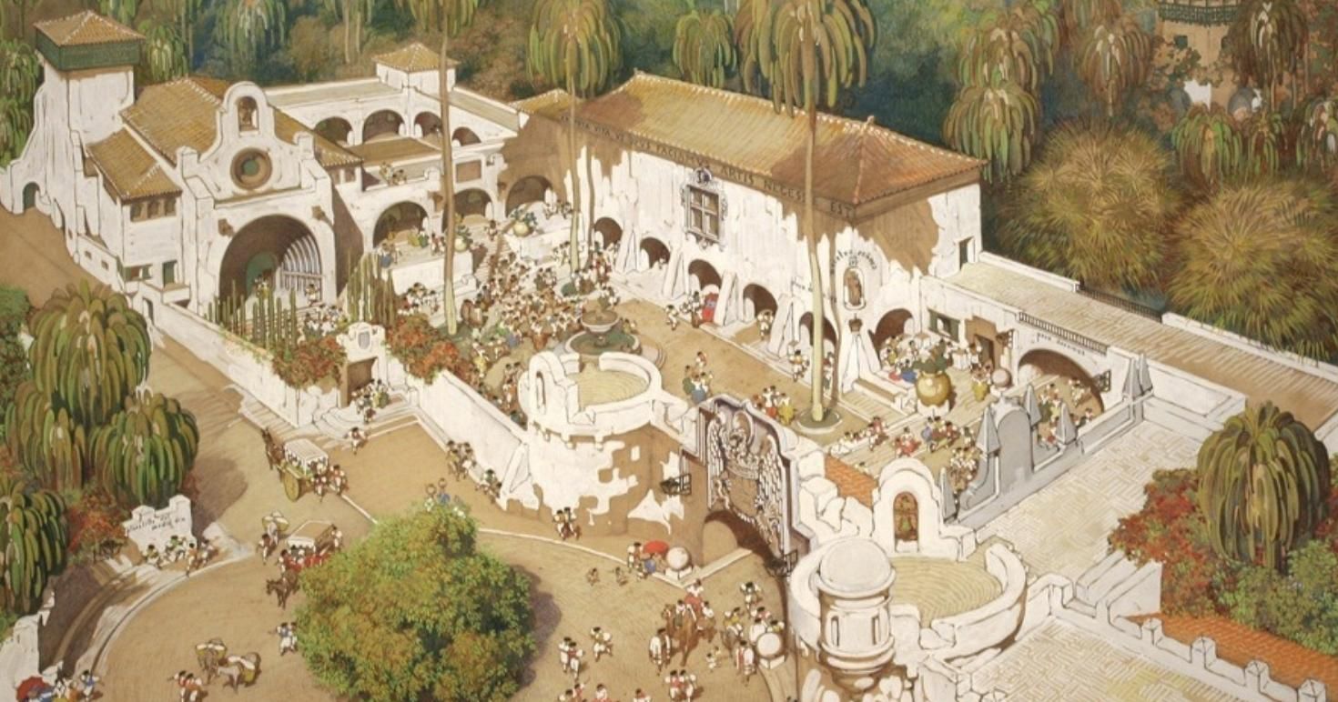 Cuadro del Pueblo Canario como lo imaginó Néstor Martín-Fernández